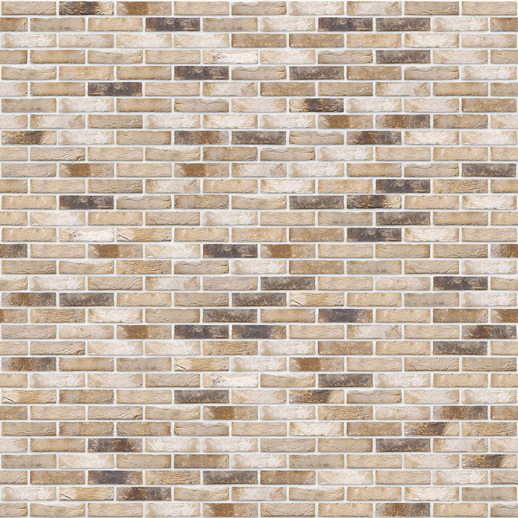 Beige Ziegelmauer mit unterschiedlichen Farbschattierungen