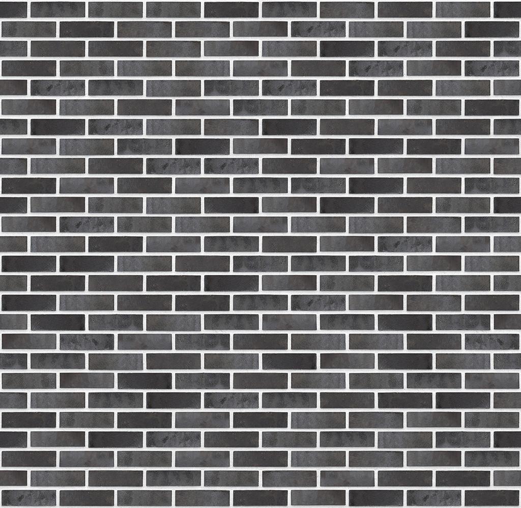 Dunkle Ziegelsteinmauer mit grauen Fugen, gleichmaessiges Muster