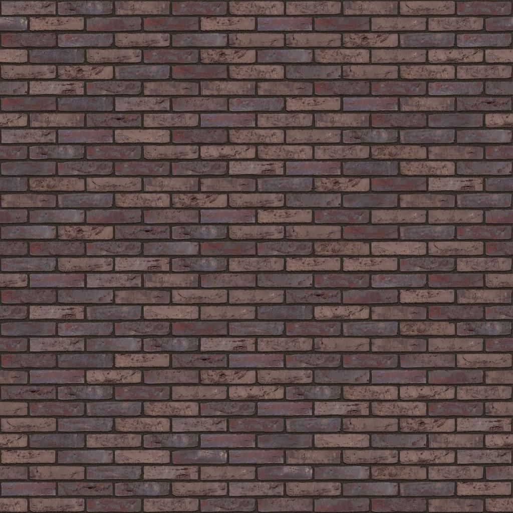 Braune Ziegelsteinmauer mit dunklen Fugen, gleichmäßig und symmetrisch angeordnet.